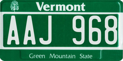 VT license plate AAJ968