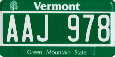 VT license plate AAJ978