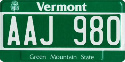 VT license plate AAJ980