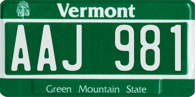 VT license plate AAJ981