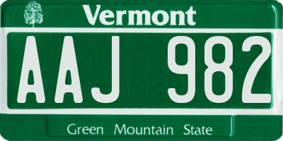 VT license plate AAJ982