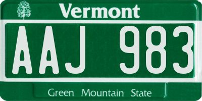 VT license plate AAJ983