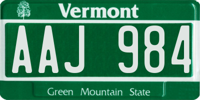 VT license plate AAJ984