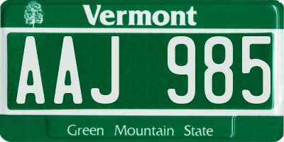 VT license plate AAJ985