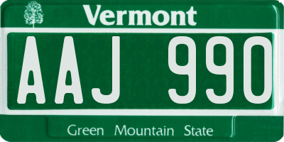 VT license plate AAJ990