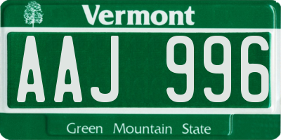 VT license plate AAJ996