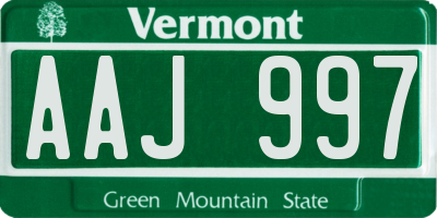 VT license plate AAJ997