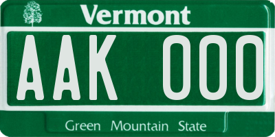 VT license plate AAK000