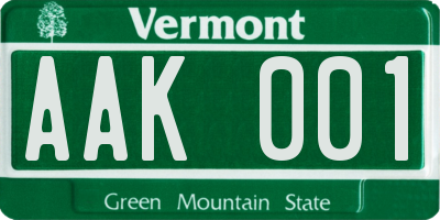 VT license plate AAK001