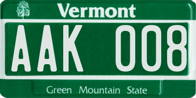 VT license plate AAK008