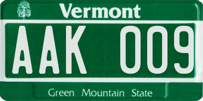 VT license plate AAK009