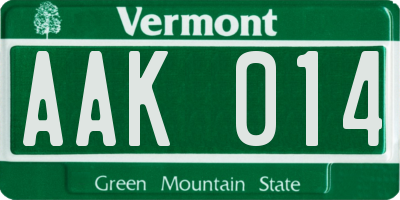 VT license plate AAK014