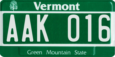 VT license plate AAK016