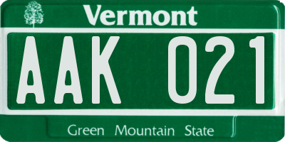 VT license plate AAK021