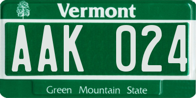 VT license plate AAK024