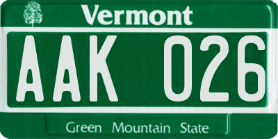 VT license plate AAK026