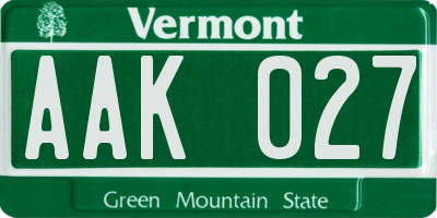 VT license plate AAK027