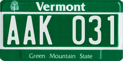 VT license plate AAK031