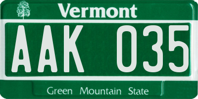 VT license plate AAK035