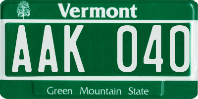 VT license plate AAK040