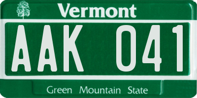 VT license plate AAK041