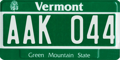 VT license plate AAK044