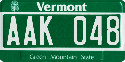 VT license plate AAK048