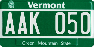 VT license plate AAK050