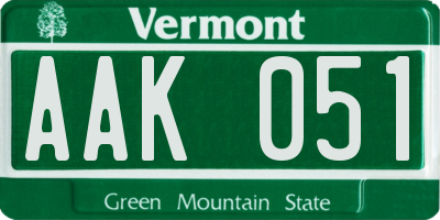 VT license plate AAK051