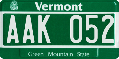 VT license plate AAK052