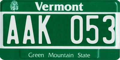 VT license plate AAK053