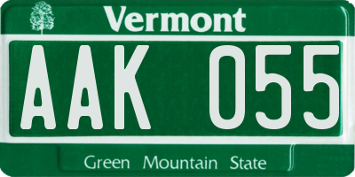 VT license plate AAK055