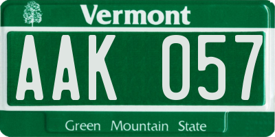 VT license plate AAK057