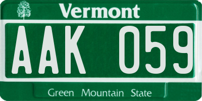 VT license plate AAK059