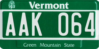 VT license plate AAK064