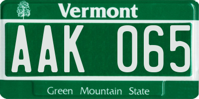 VT license plate AAK065