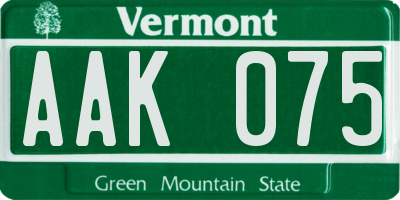 VT license plate AAK075