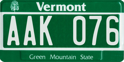 VT license plate AAK076