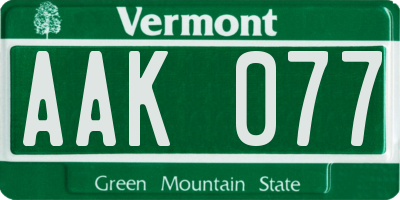 VT license plate AAK077