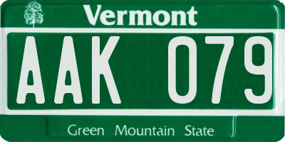 VT license plate AAK079