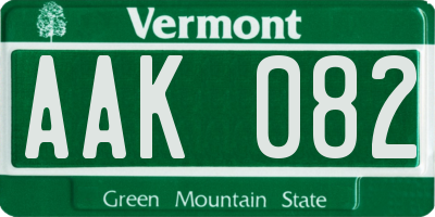 VT license plate AAK082