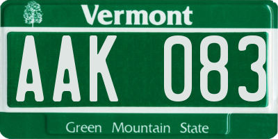 VT license plate AAK083