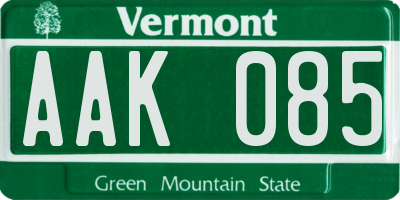 VT license plate AAK085