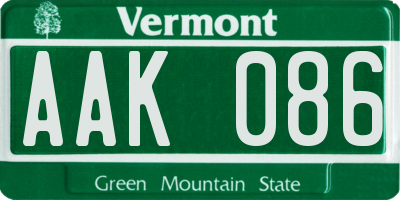 VT license plate AAK086