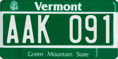 VT license plate AAK091