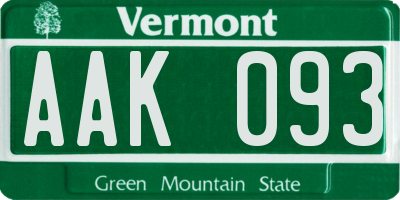 VT license plate AAK093