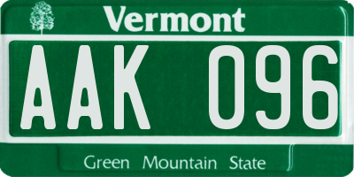 VT license plate AAK096