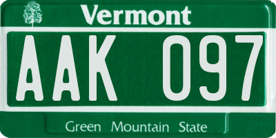 VT license plate AAK097