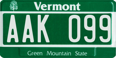 VT license plate AAK099