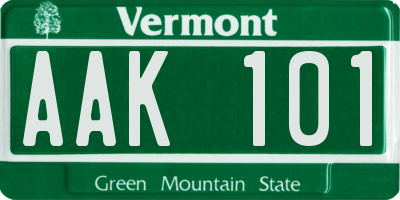 VT license plate AAK101